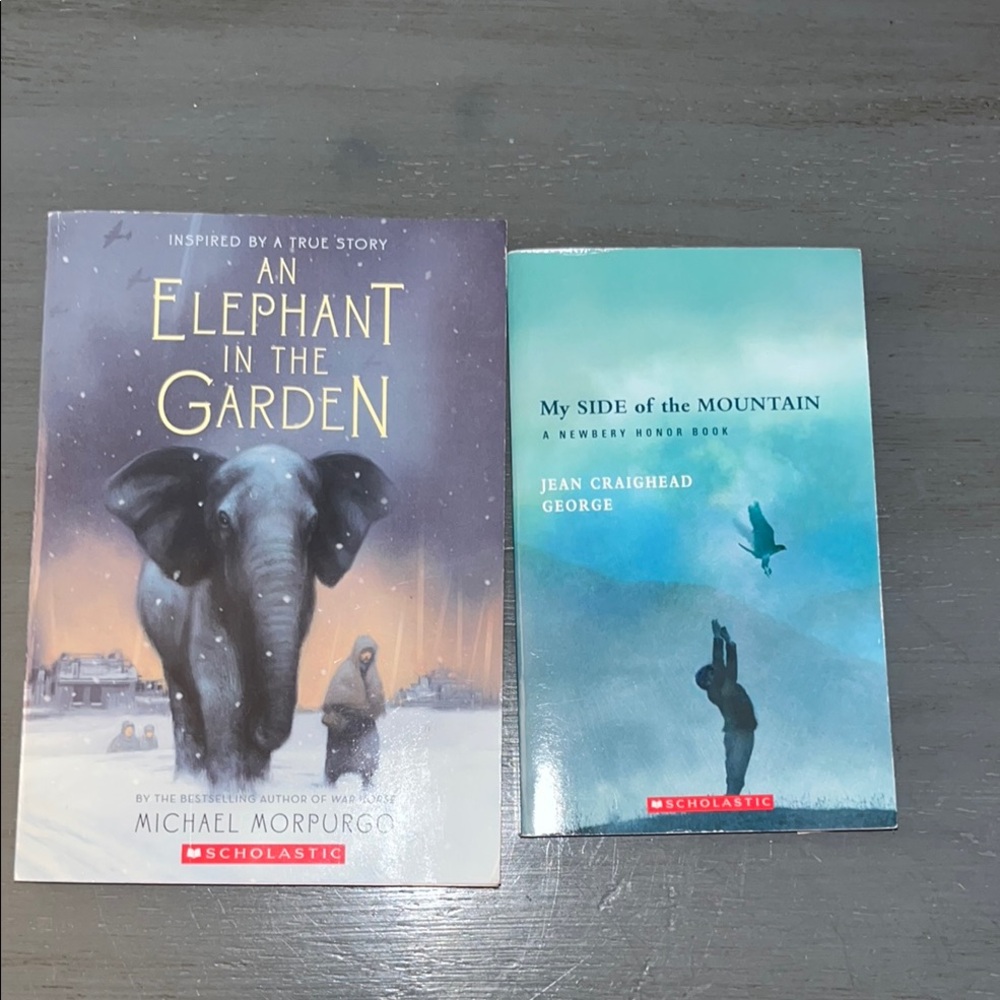 Scholastic 2 Book Set An Elephant in the Garden & My Side of the Mountain EUC